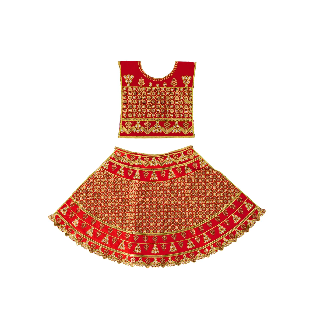 Durga Dress - 15 Inches | Mata Rani Poshak/ Amman Pavadai/ Stone & Embroidery Design/ Assorted Colour - Image 5