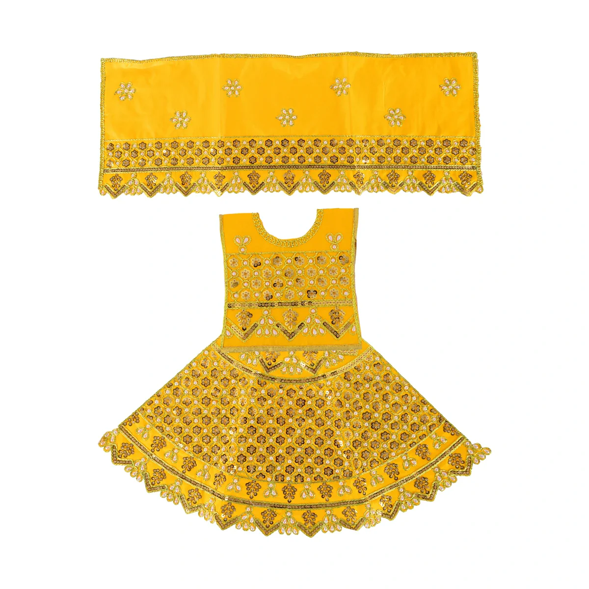 Durga Dress - 15 Inches | Mata Rani Poshak/ Amman Pavadai/ Stone & Embroidery Design/ Assorted Colour - Image 7