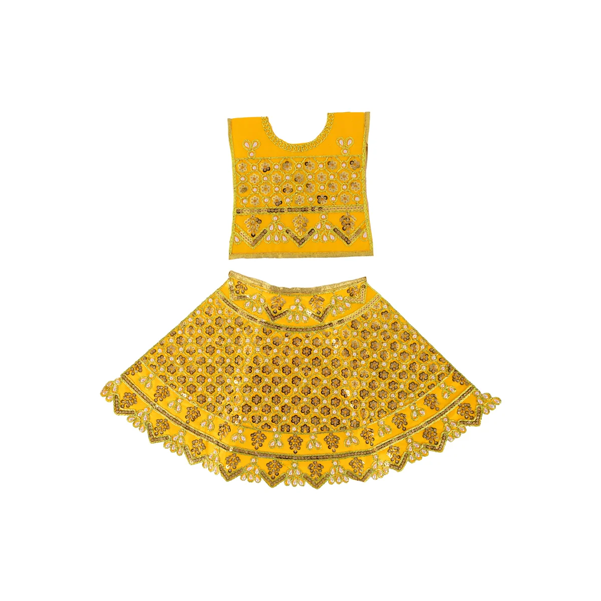 Durga Dress - 15 Inches | Mata Rani Poshak/ Amman Pavadai/ Stone & Embroidery Design/ Assorted Colour - Image 8