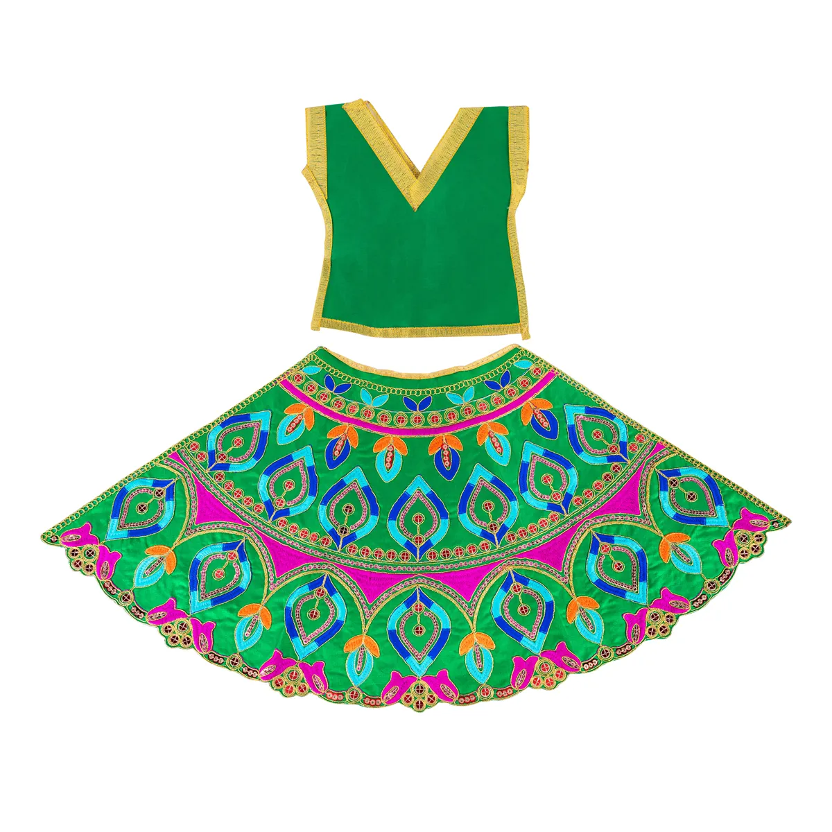 Durga Dress - 17 Inches | Embroidery Design Mata Rani Poshak/ Amman Pavadai for Deity/ Assorted Colour - Image 13