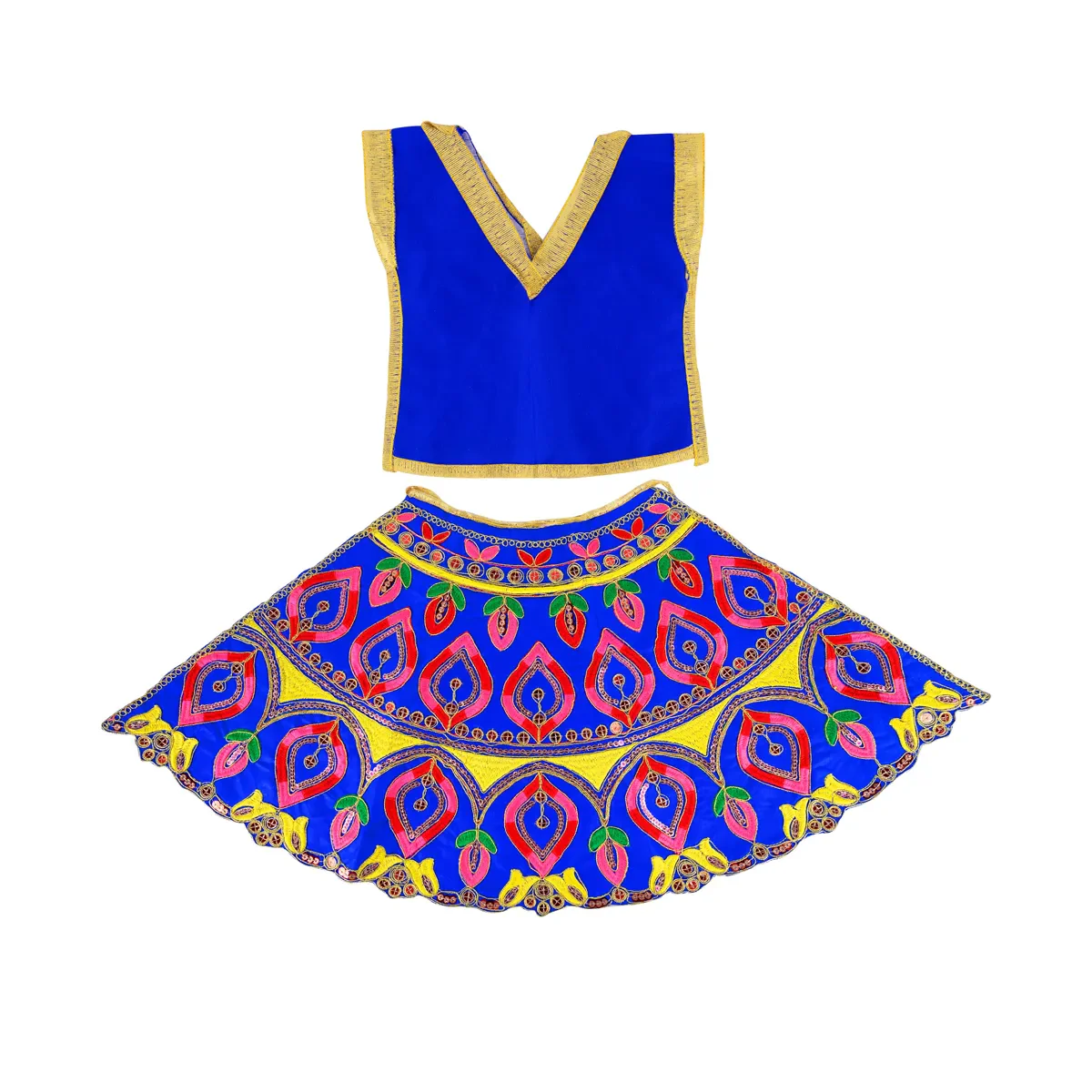 Durga Dress - 17 Inches | Embroidery Design Mata Rani Poshak/ Amman Pavadai for Deity/ Assorted Colour - Image 7