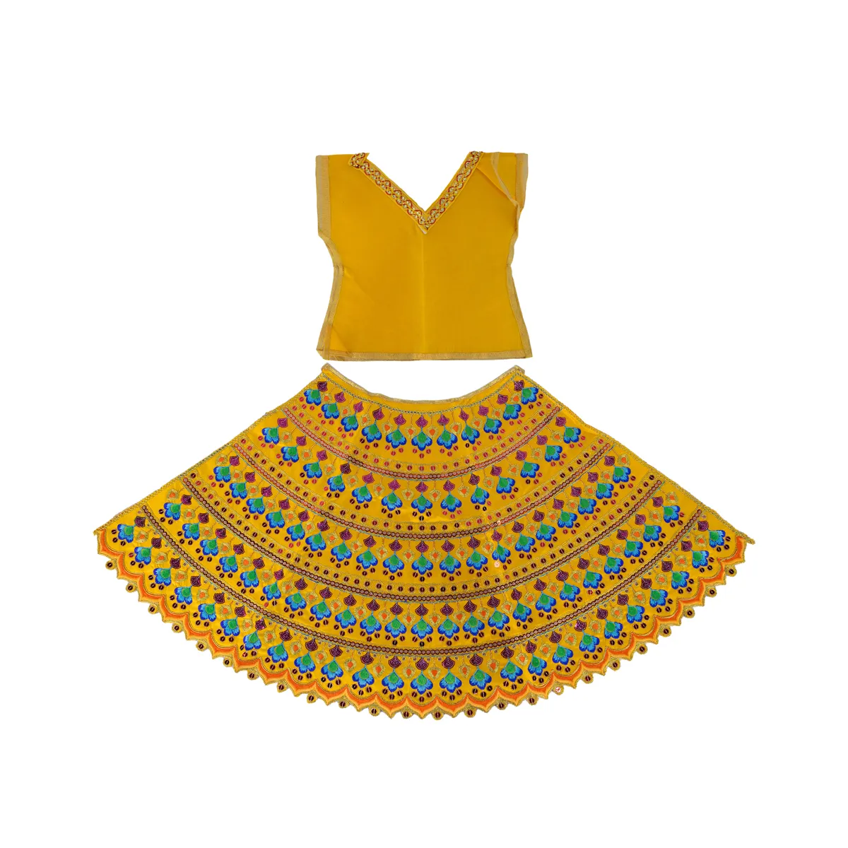 Durga Dress - 18.5 Inches | Mata Dress/ Lehenga Patka/ Embroidery Design Devi Vastra/ Assorted Colour - Image 2