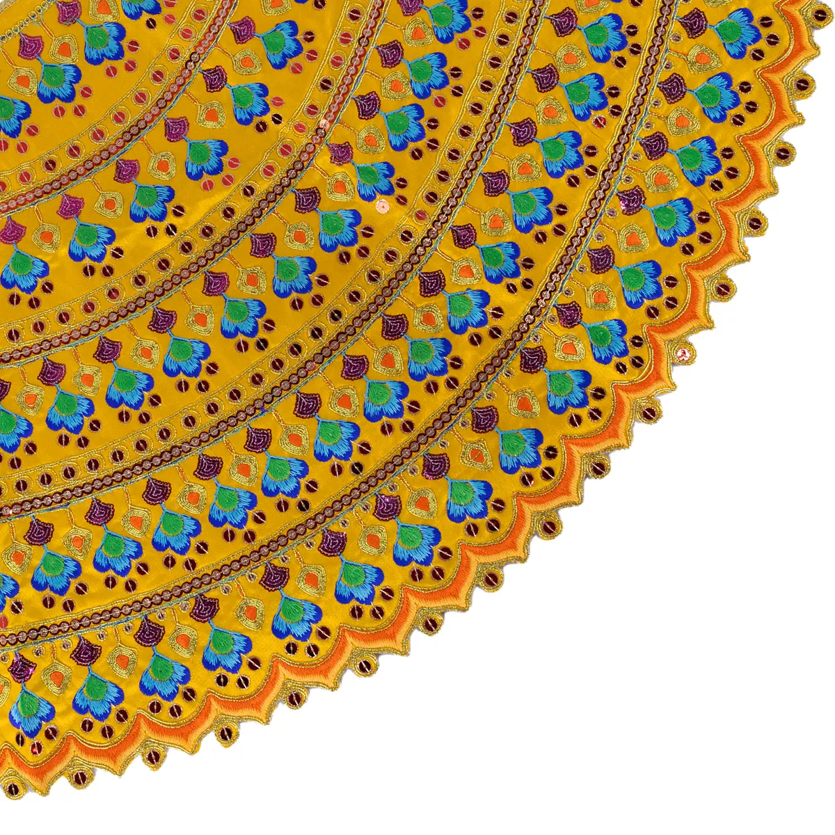Durga Dress - 18.5 Inches | Mata Dress/ Lehenga Patka/ Embroidery Design Devi Vastra/ Assorted Colour - Image 3