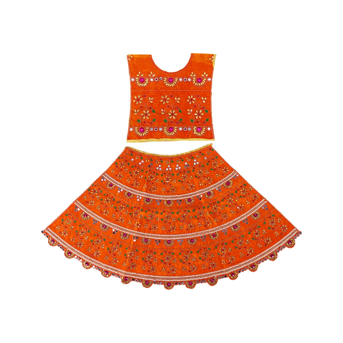 Durga Dress - 18.5 Inches | Velvet Devi Dress / Embroidery Design Mata Rani Poshak/ Amman Pavadai for Deity - Image 2