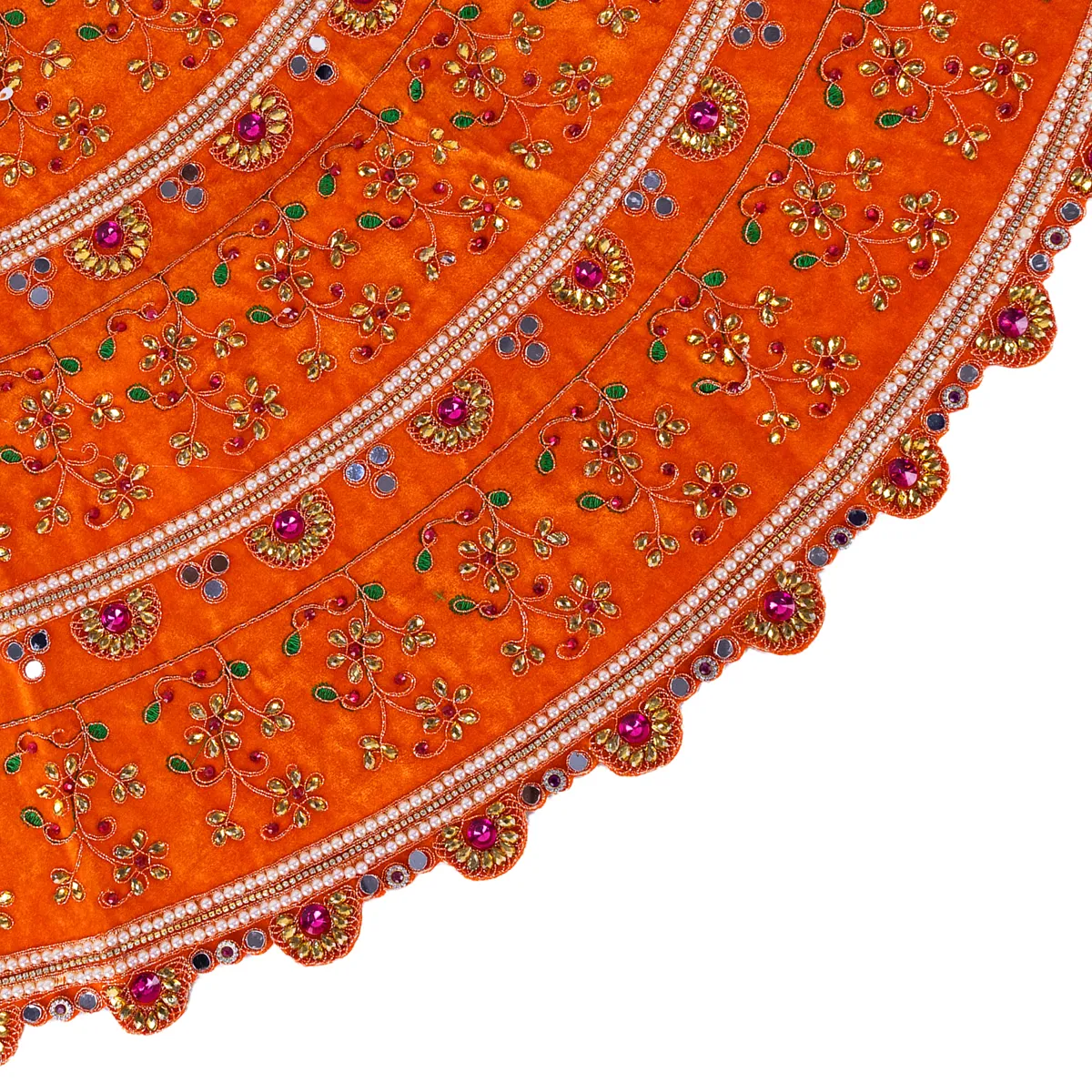 Durga Dress - 18.5 Inches | Velvet Devi Dress / Embroidery Design Mata Rani Poshak/ Amman Pavadai for Deity - Image 4