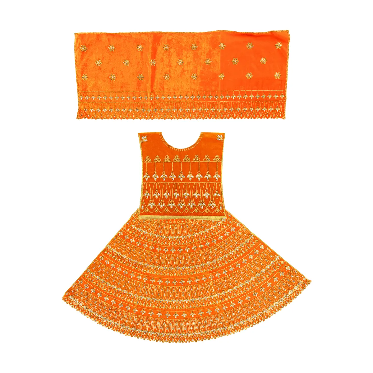 Durga Dress - 19 Inches | Embroidery Design Mata Rani Poshak/ Amman Pavadai for Deity/ Assorted Colour - Image 8