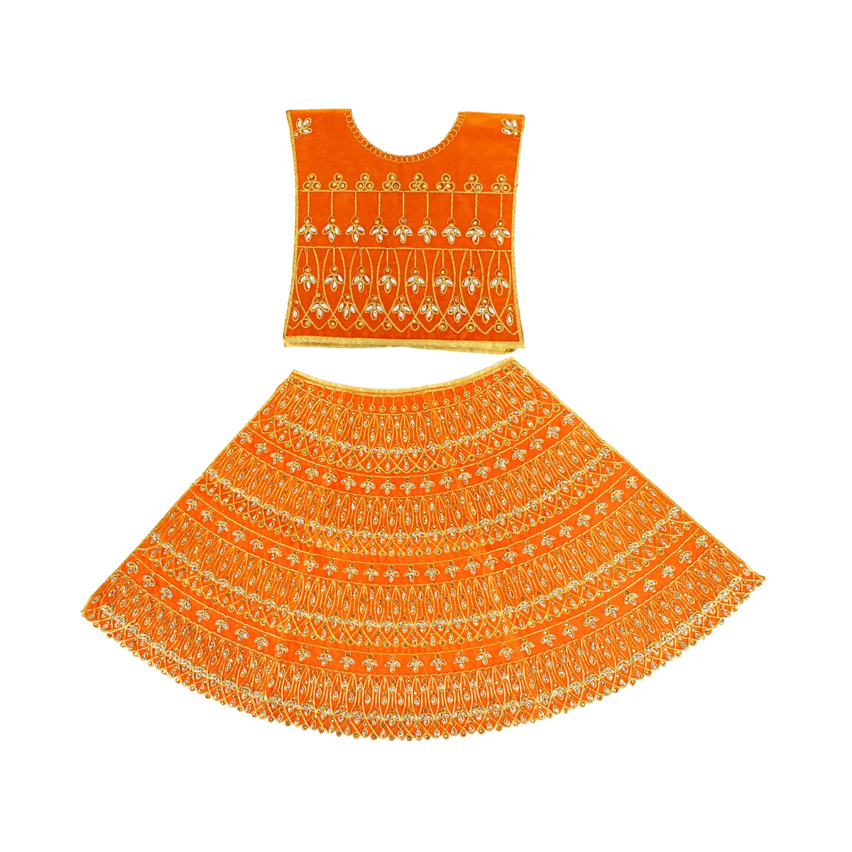 Durga Dress - 19 Inches | Embroidery Design Mata Rani Poshak/ Amman Pavadai for Deity/ Assorted Colour - Image 9