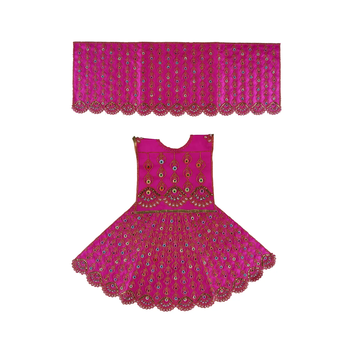 Durga Dress - 19 Inches | Mata Dress/ Lehenga Patka/ Embroidery Design Devi Vastra/ Assorted Colour - Image 10