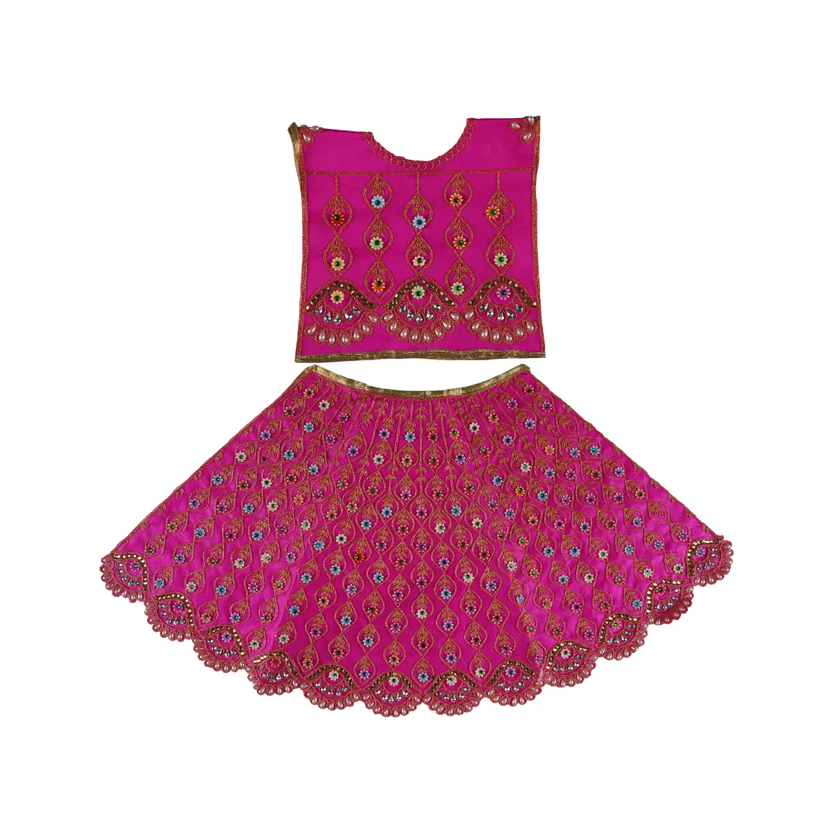Durga Dress - 19 Inches | Mata Dress/ Lehenga Patka/ Embroidery Design Devi Vastra/ Assorted Colour - Image 11