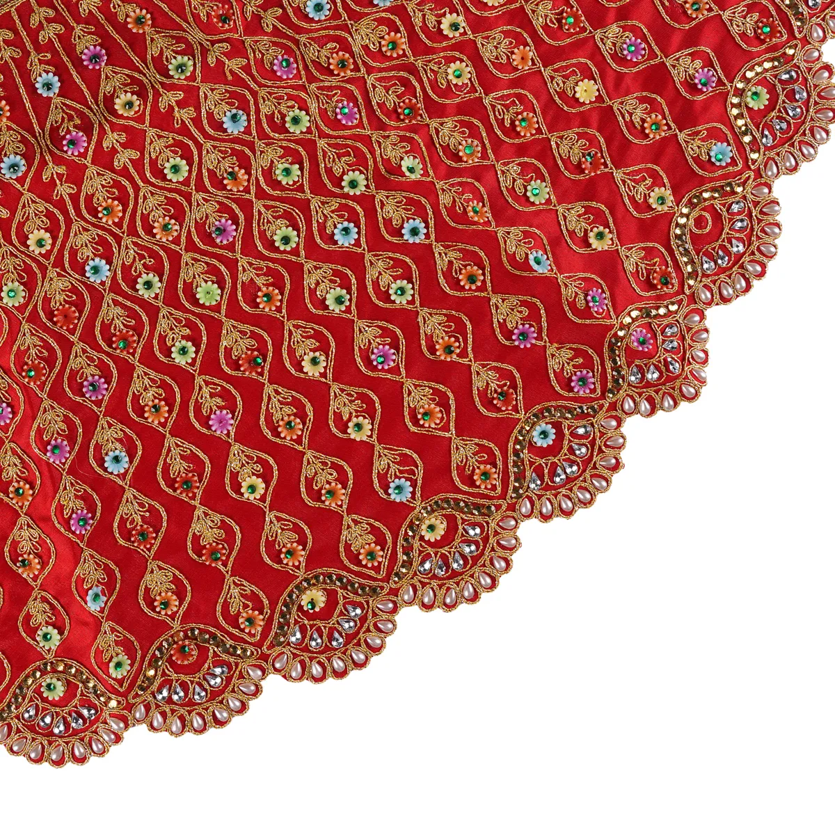 Durga Dress - 19 Inches | Mata Dress/ Lehenga Patka/ Embroidery Design Devi Vastra/ Assorted Colour - Image 2
