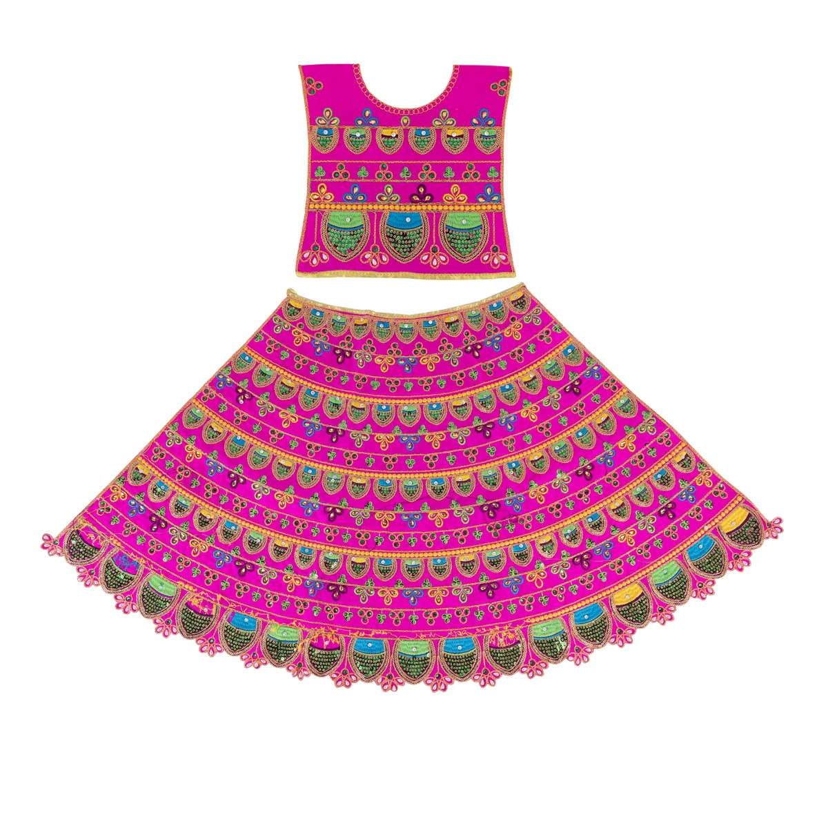 Durga Dress - 19 Inches | Mata Rani Poshak/ Lehenga Patka/ Devi Vastra/ Amman Pavadai/ Assorted Colour - Image 2