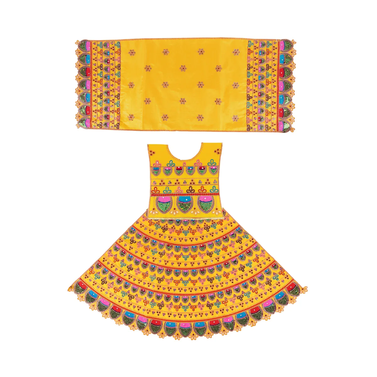 Durga Dress - 19 Inches | Mata Rani Poshak/ Lehenga Patka/ Devi Vastra/ Amman Pavadai/ Assorted Colour - Image 5