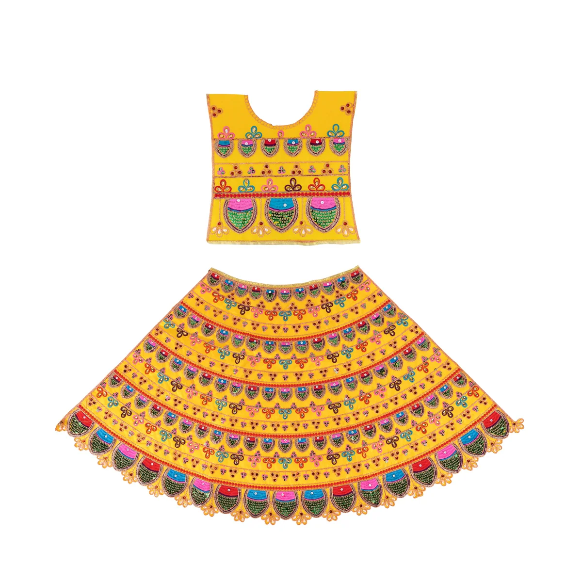 Durga Dress - 19 Inches | Mata Rani Poshak/ Lehenga Patka/ Devi Vastra/ Amman Pavadai/ Assorted Colour - Image 6