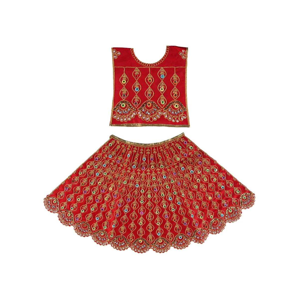 Durga Dress - 19 Inches | Velvet Mata Dress/ Embroidery Devi Vastra/ Amman Pavadai for Deity - Image 2