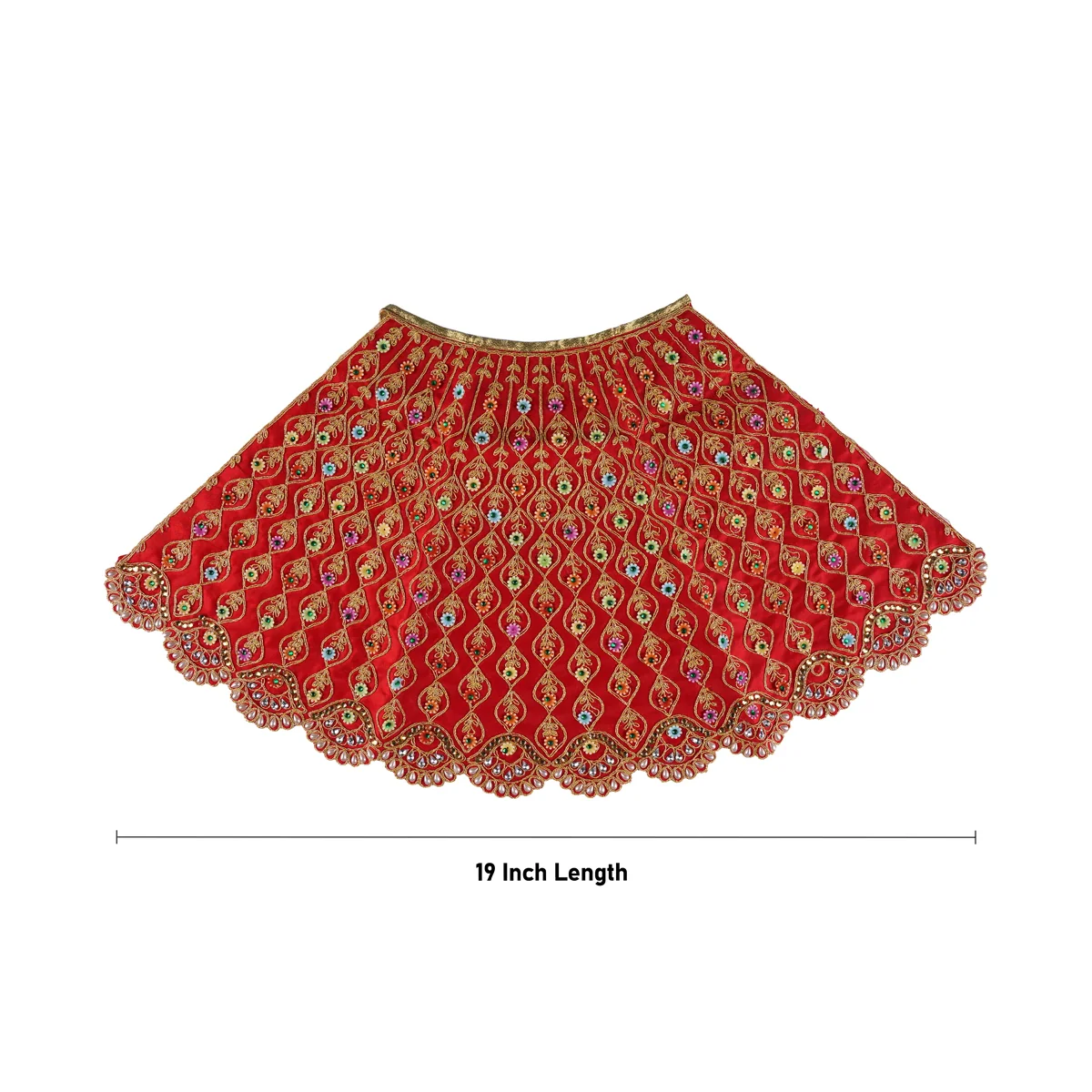 Durga Dress - 19 Inches | Velvet Mata Dress/ Embroidery Devi Vastra/ Amman Pavadai for Deity - Image 5