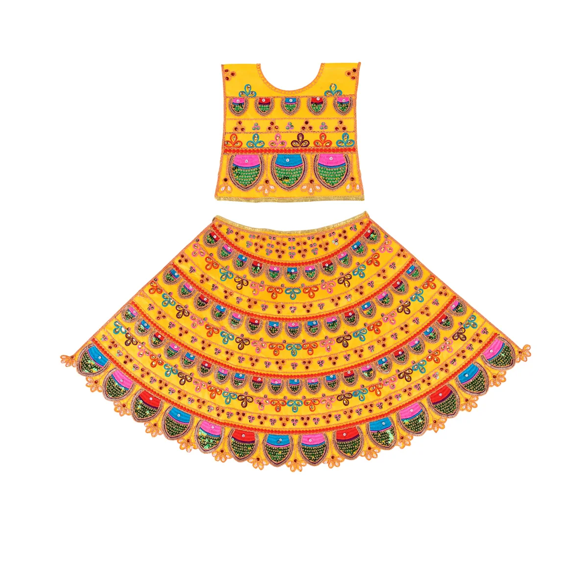 Durga Dress - 22 Inches | Mata Rani Poshak/ Devi Vastra / Embroidery Design Amman Pavadai For Deity Decor - Image 3