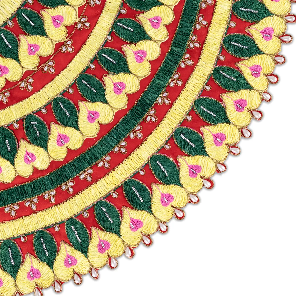 Durga Dress - 26 Inches | Embroidery Design Mata Rani Poshak/ Amman Pavadai for Deity Decor - Image 2