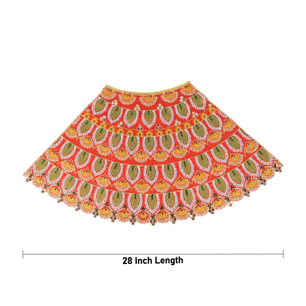 Durga Dress - 28 Inches | Mata Rani Poshak/ Lehenga Patka/ Floral Work Devi Vastra/ Amman Pavadai - Image 3