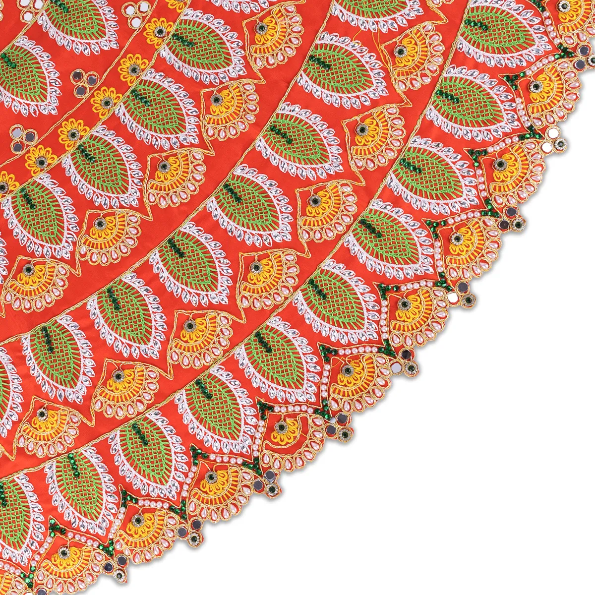 Durga Dress - 28 Inches | Mata Rani Poshak/ Lehenga Patka/ Floral Work Devi Vastra/ Amman Pavadai - Image 6