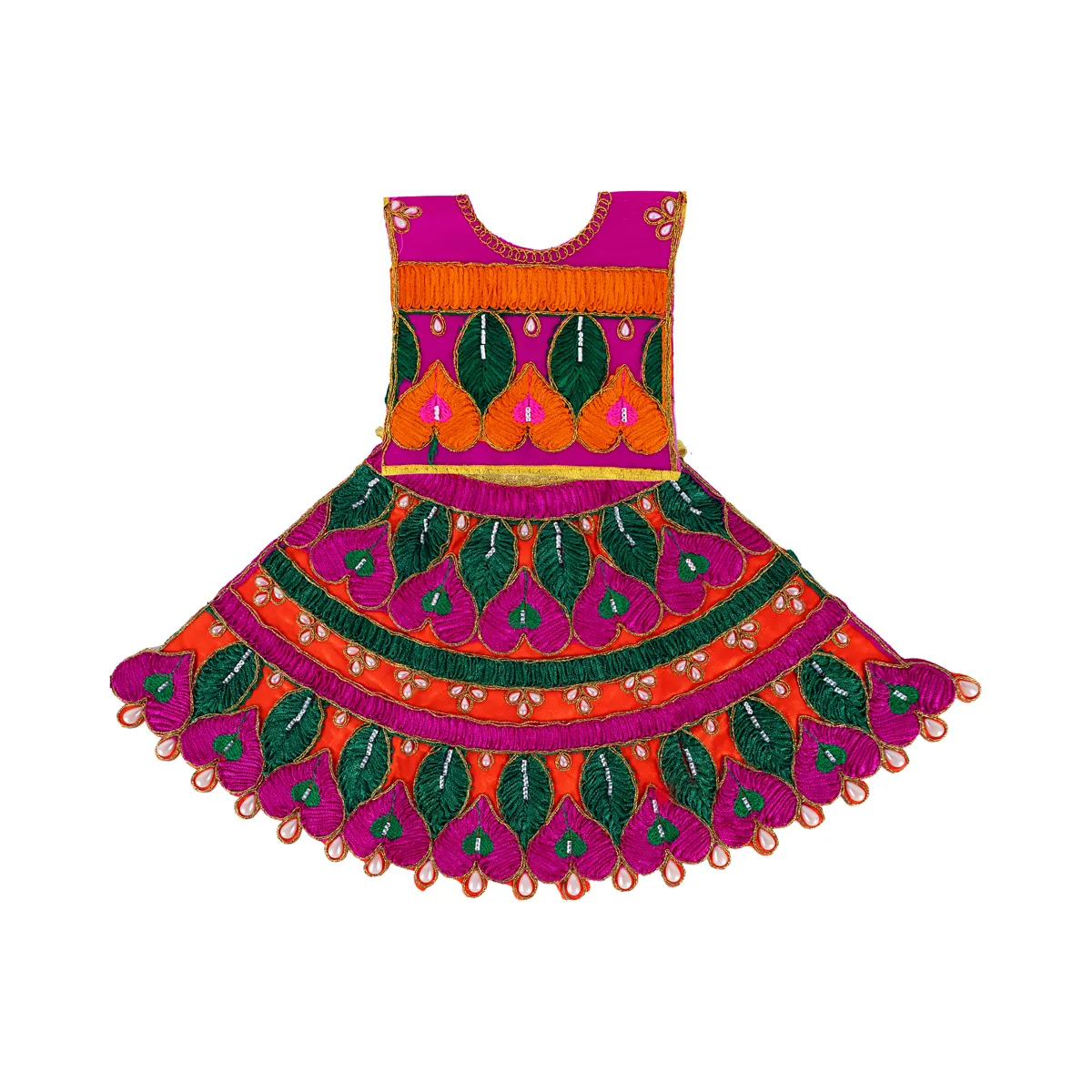 Durga Dress - 5 Inches | Mata Rani Poshak/ Devi Vastra/ Embroidery Amman Pavadai for Deity - Image 3