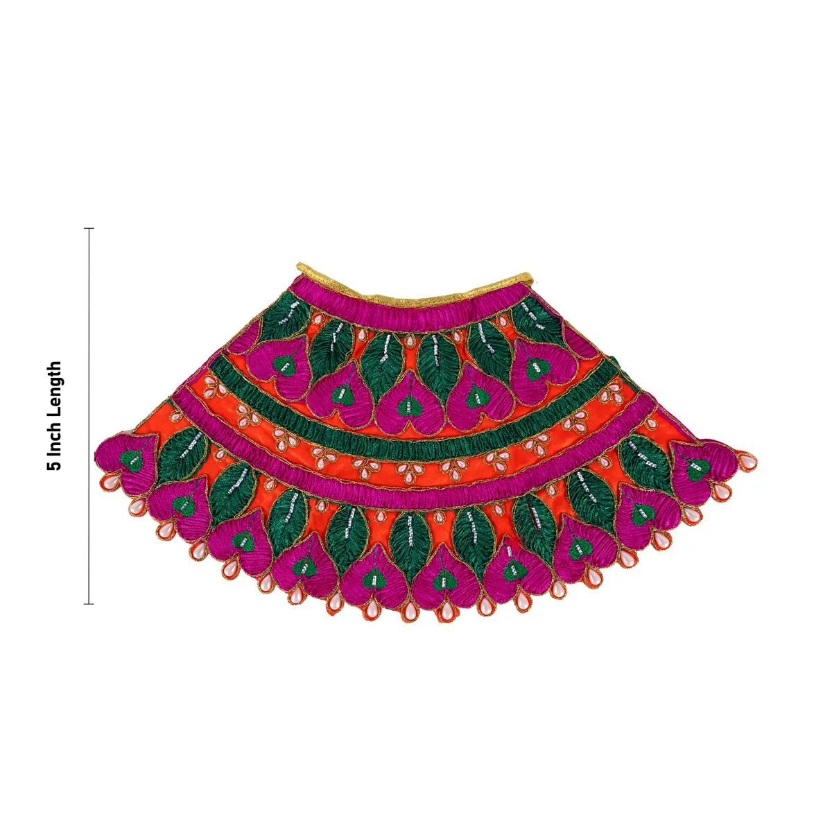 Durga Dress - 5 Inches | Mata Rani Poshak/ Devi Vastra/ Embroidery Amman Pavadai for Deity - Image 4