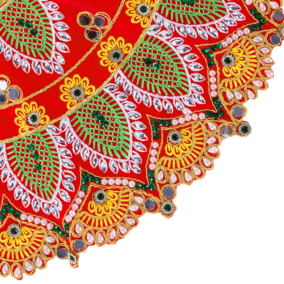 Durga Dress - 7.5 Inches | Amman Pavadai/ Mata Dress/ Embroidery Design Devi Vastra For Deity/ Assorted Colour - Image 2
