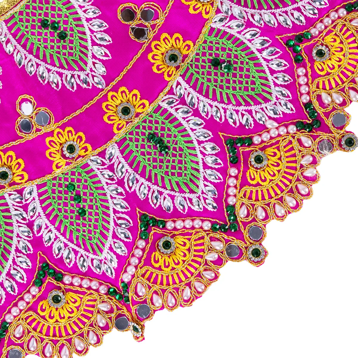 Durga Dress - 7.5 Inches | Amman Pavadai/ Mata Dress/ Embroidery Design Devi Vastra For Deity/ Assorted Colour - Image 4
