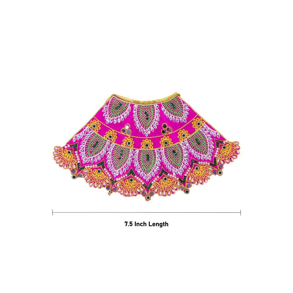 Durga Dress - 7.5 Inches | Amman Pavadai/ Mata Dress/ Embroidery Design Devi Vastra For Deity/ Assorted Colour - Image 5