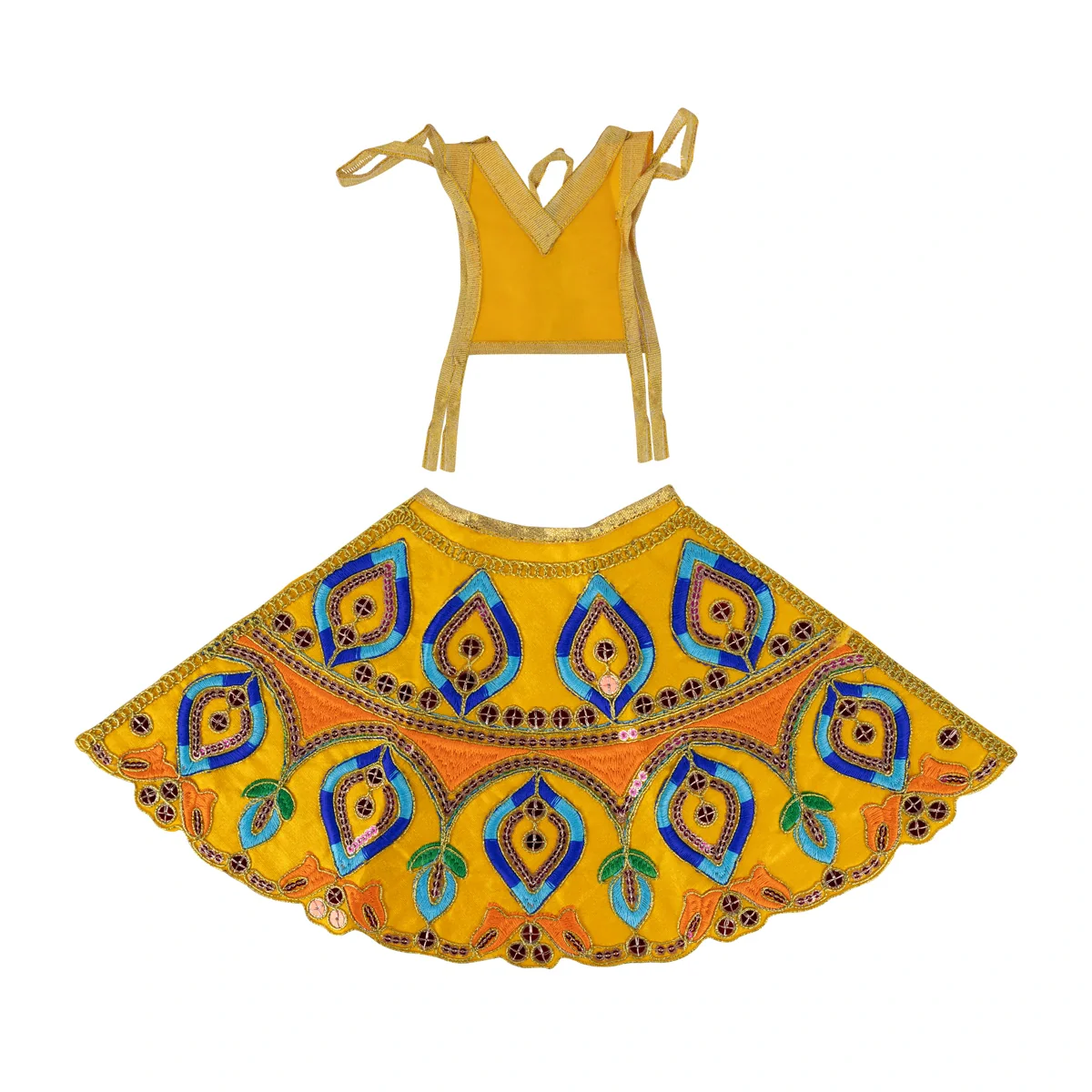 Durga Dress - 7.5 Inches | Mata Dress/ Lehenga Patka/ Embroidery Design Devi Vastra/ Assorted Colour - Image 12