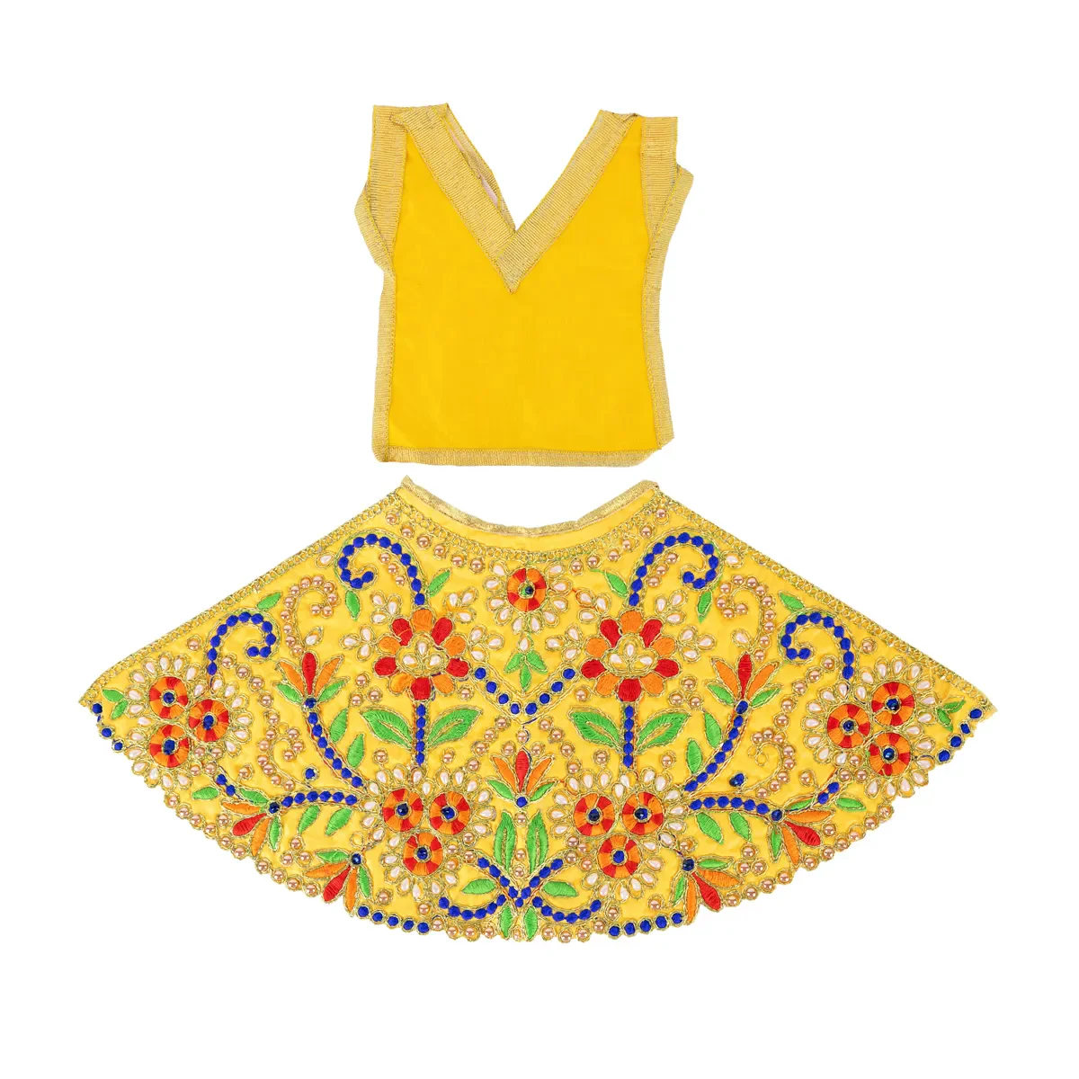 Durga Dress - 7.5 Inches | Mata Dress/ Lehenga Patka/ Embroidery Design Devi Vastra/ Assorted Colour - Image 8