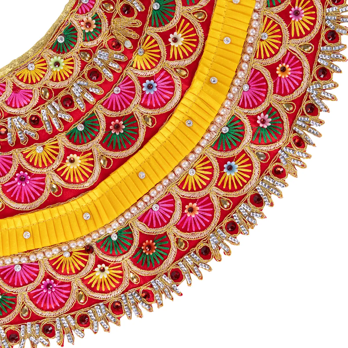 Durga Dress - 8 Inches | Mata Rani Poshak/ Lehenga Patka/ Devi Vastra/ Amman Pavadai/ Assorted Colour - Image 4