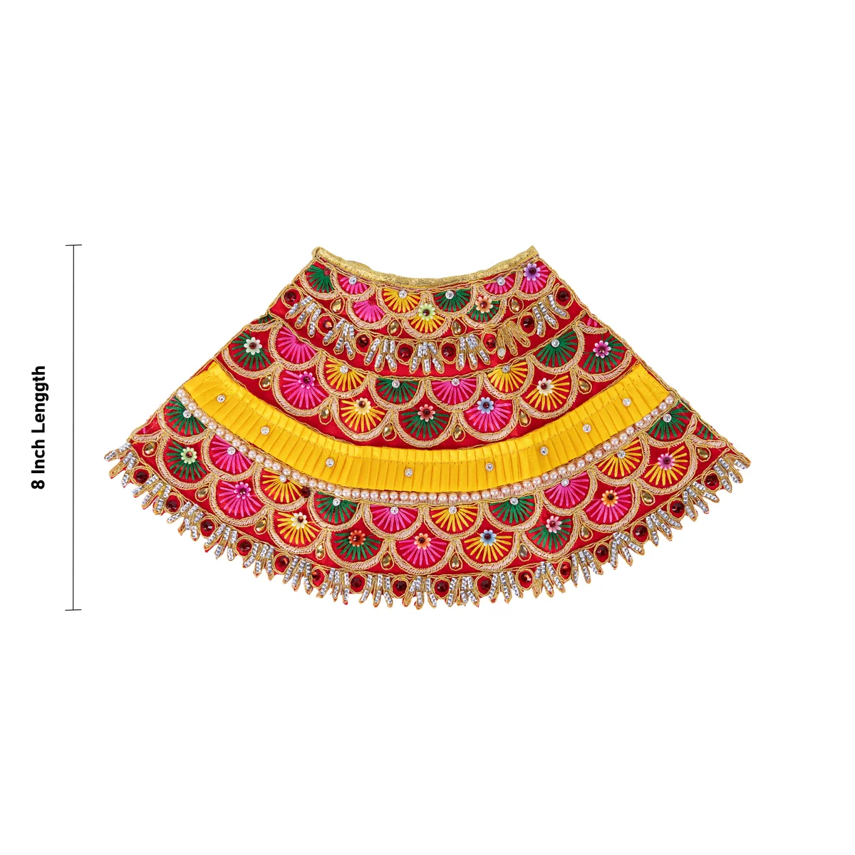 Durga Dress - 8 Inches | Mata Rani Poshak/ Lehenga Patka/ Devi Vastra/ Amman Pavadai/ Assorted Colour - Image 5