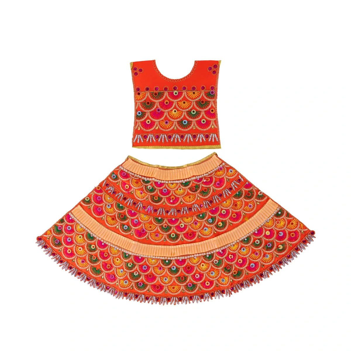 Durga Dress - 8 Inches | Mata Rani Poshak/ Lehenga Patka/ Devi Vastra/ Amman Pavadai/ Assorted Colour - Image 7