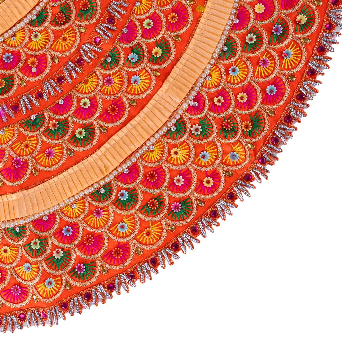 Durga Dress - 8 Inches | Mata Rani Poshak/ Lehenga Patka/ Devi Vastra/ Amman Pavadai/ Assorted Colour - Image 8