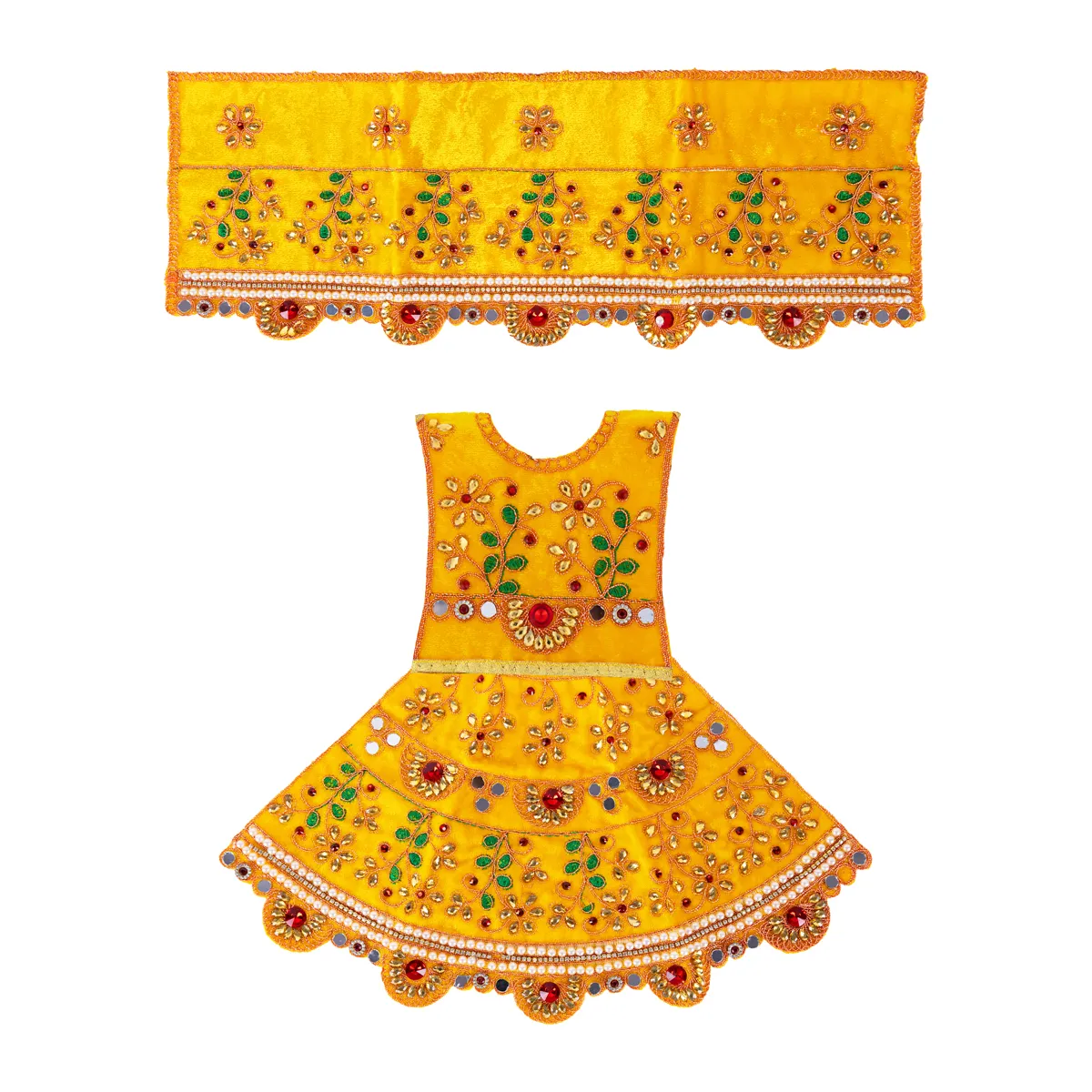 Durga Dress - 8 Inches | Mata Rani Poshak/ Lehenga Patka/ Devi Alankaram Amman Pavadai/ Assorted Colour - Image 5