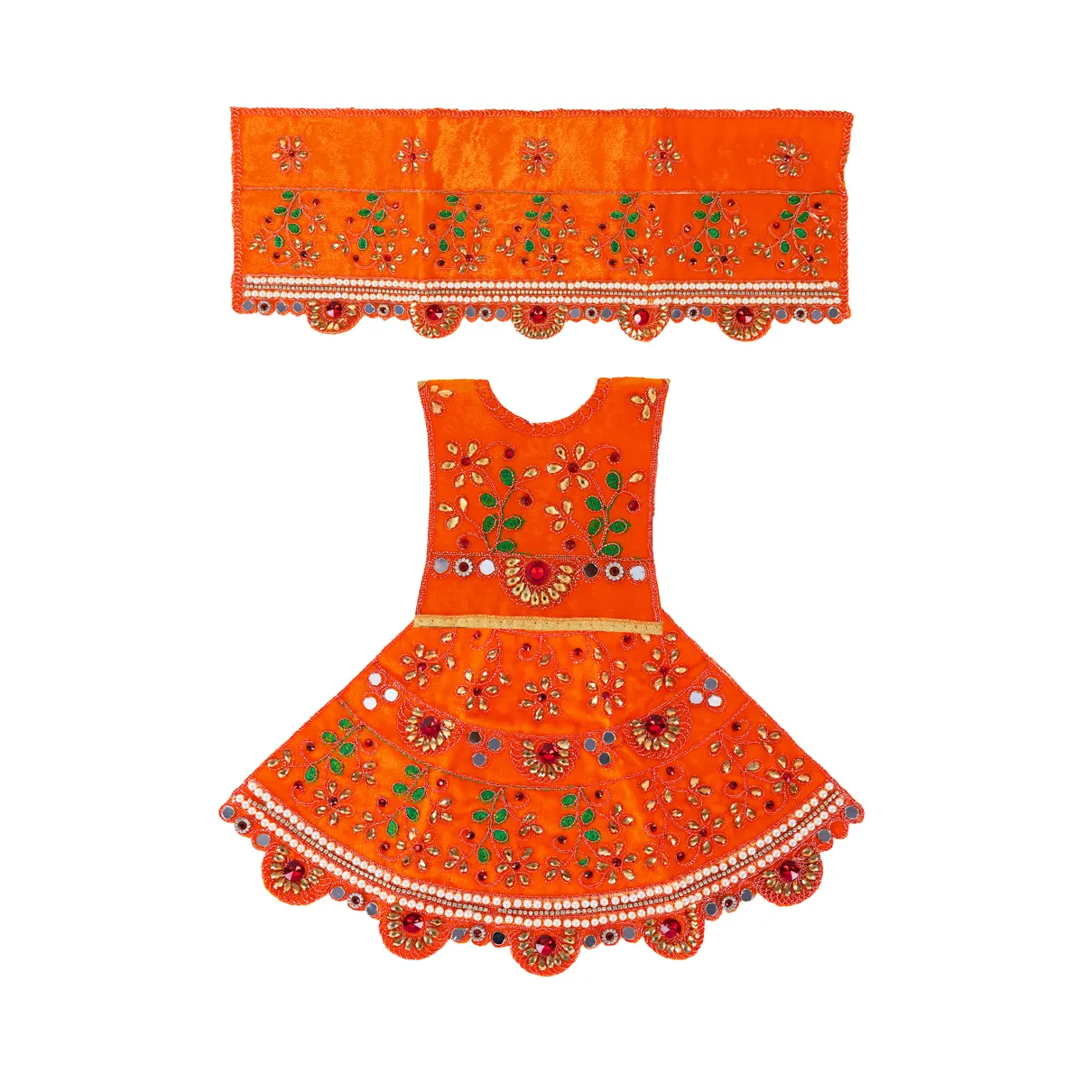 Durga Dress - 8 Inches | Mata Rani Poshak/ Lehenga Patka/ Devi Alankaram Amman Pavadai/ Assorted Colour - Image 8