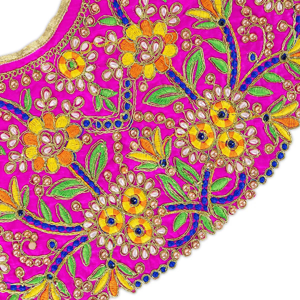 Durga Dress - 9.5 Inches | Embroidery Design Mata Rani Poshak/ Amman Pavadai for Deity/ Assorted Colour - Image 11