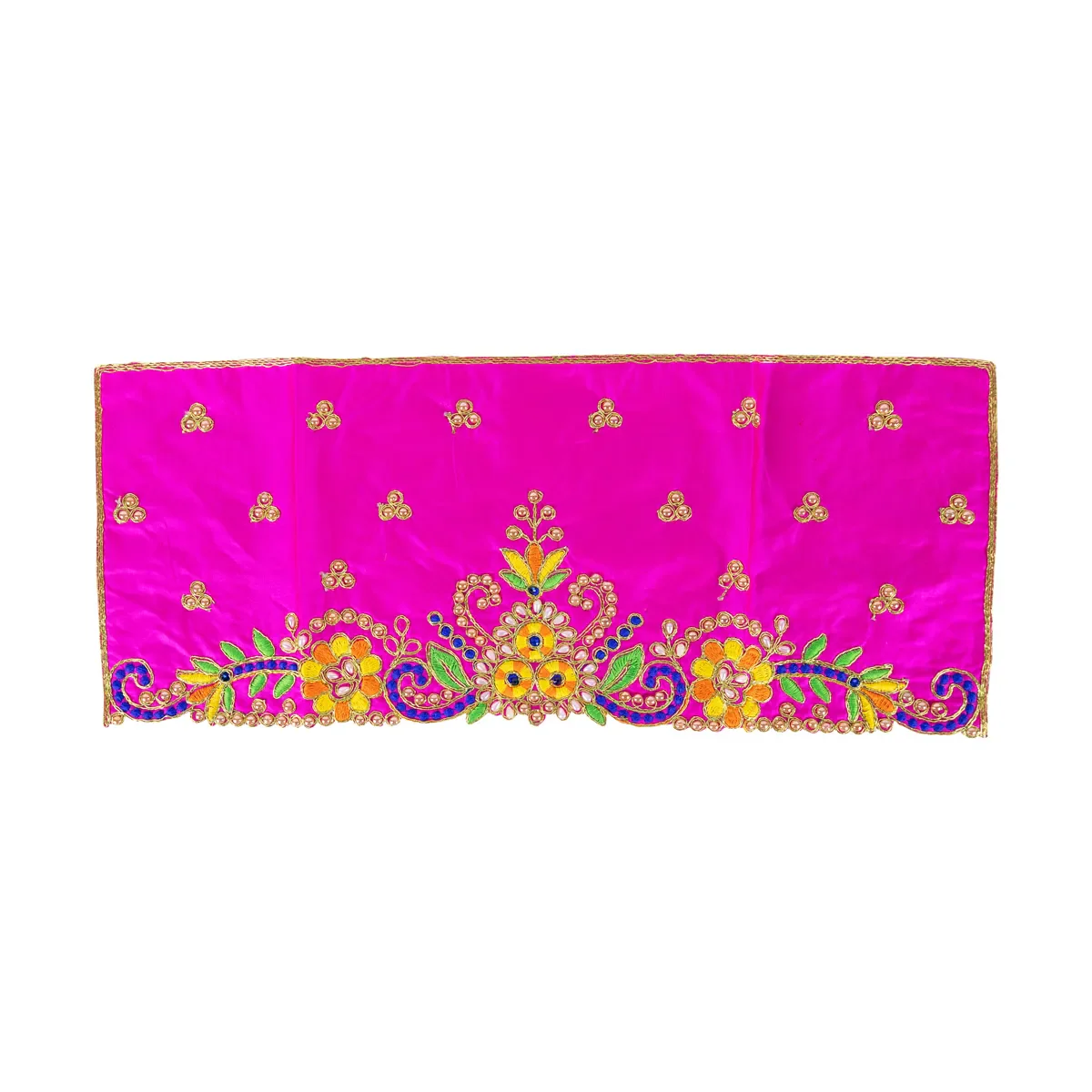 Durga Dress - 9.5 Inches | Embroidery Design Mata Rani Poshak/ Amman Pavadai for Deity/ Assorted Colour - Image 12