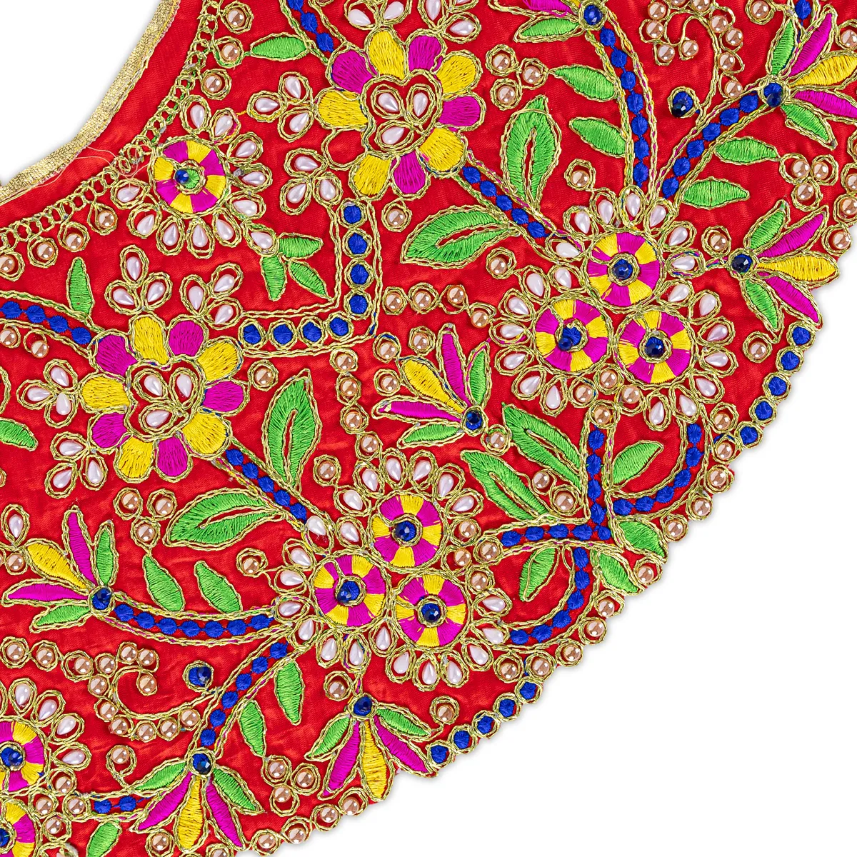 Durga Dress - 9.5 Inches | Embroidery Design Mata Rani Poshak/ Amman Pavadai for Deity/ Assorted Colour - Image 2