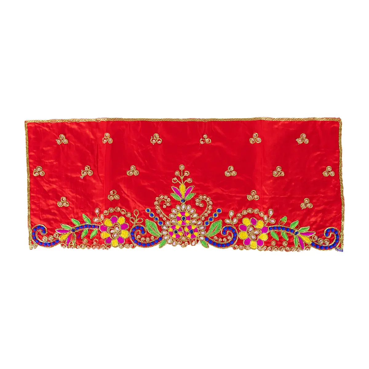 Durga Dress - 9.5 Inches | Embroidery Design Mata Rani Poshak/ Amman Pavadai for Deity/ Assorted Colour - Image 4