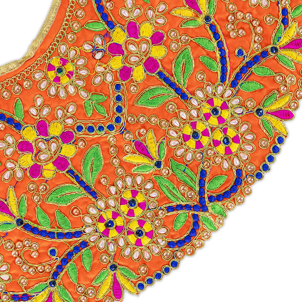 Durga Dress - 9.5 Inches | Embroidery Design Mata Rani Poshak/ Amman Pavadai for Deity/ Assorted Colour - Image 6