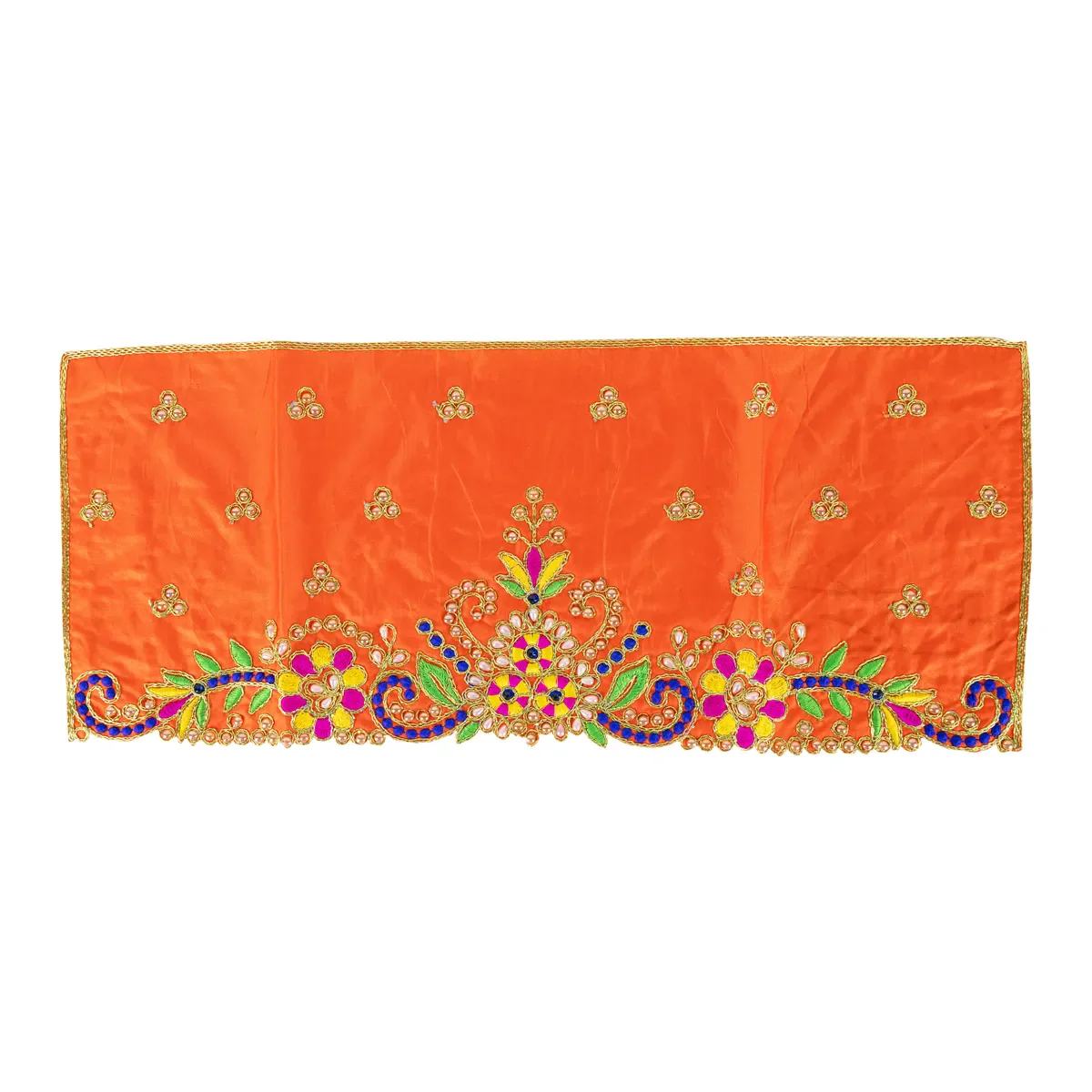 Durga Dress - 9.5 Inches | Embroidery Design Mata Rani Poshak/ Amman Pavadai for Deity/ Assorted Colour - Image 8