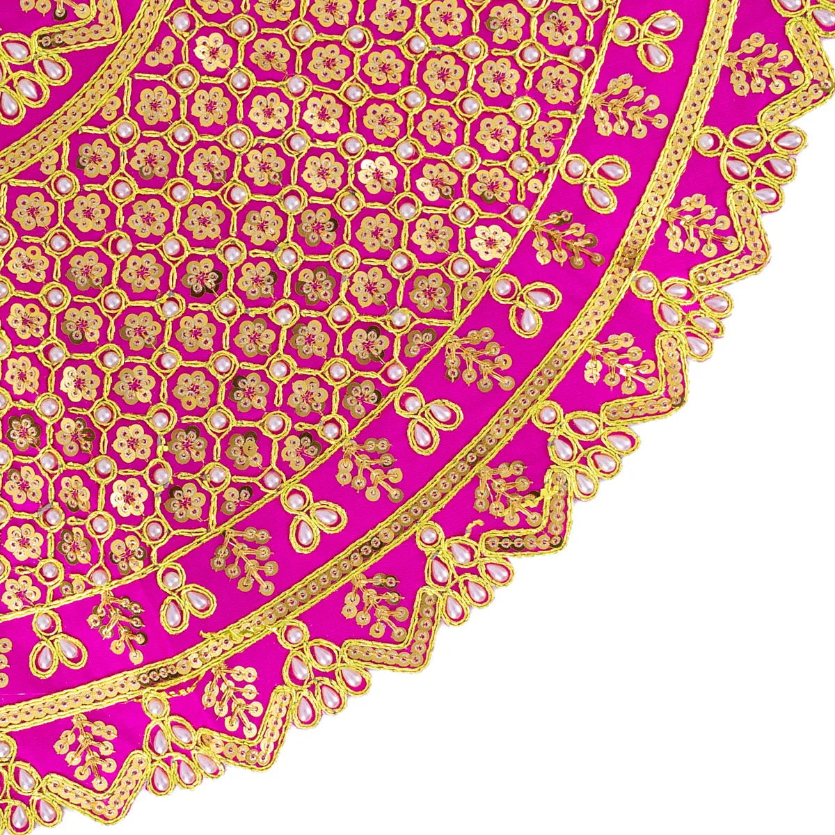 Durga Dress - 9.5 Inches | Embroidery Design Mata Rani Poshak/ Amman Pavadai for Deity/ Assorted Colour - Image 3
