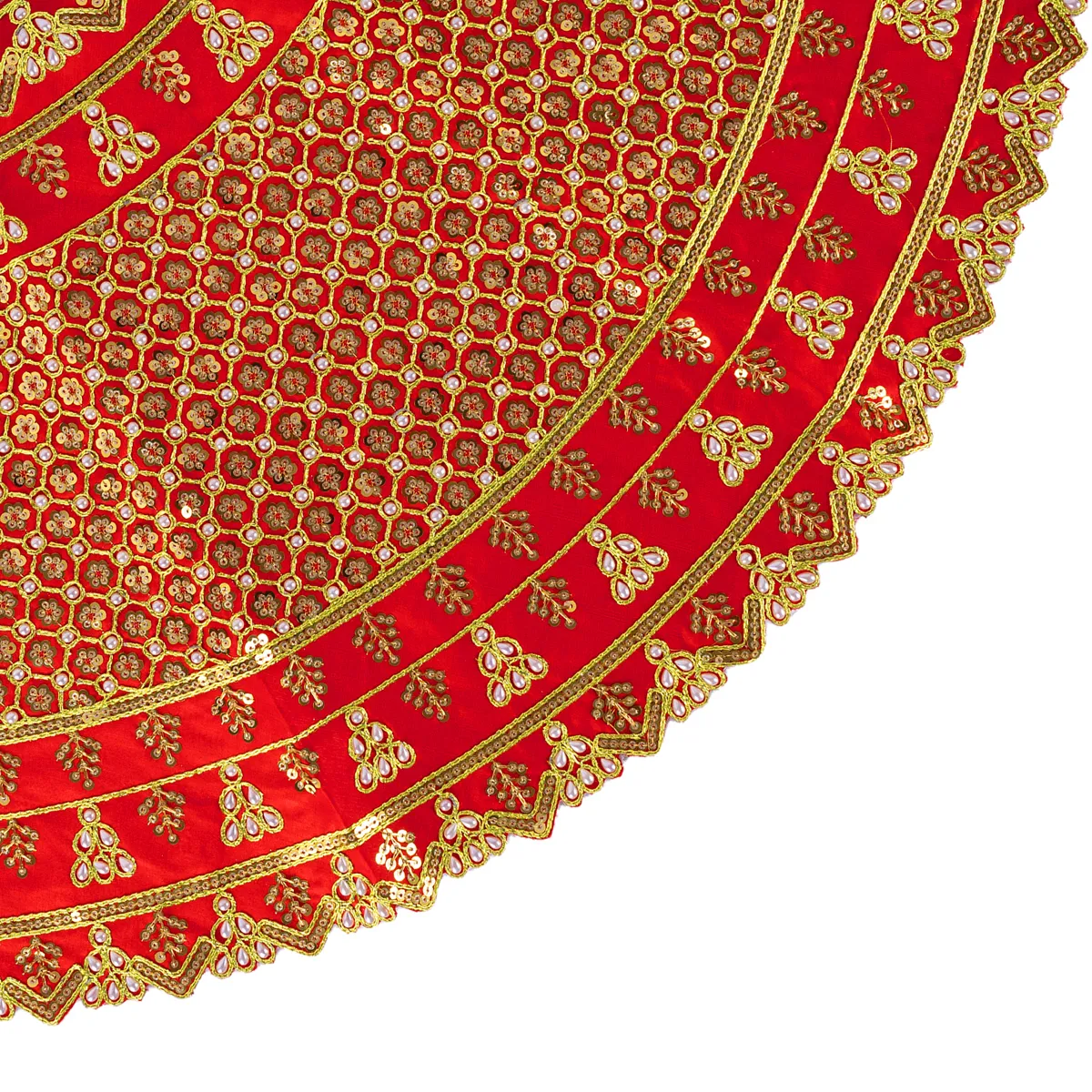Durga Dress - 9.5 Inches | Embroidery Design Mata Rani Poshak/ Amman Pavadai for Deity/ Assorted Colour - Image 6