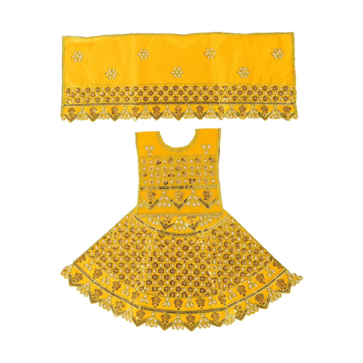 Durga Dress - 9.5 Inches | Embroidery Design Mata Rani Poshak/ Amman Pavadai for Deity/ Assorted Colour - Image 7