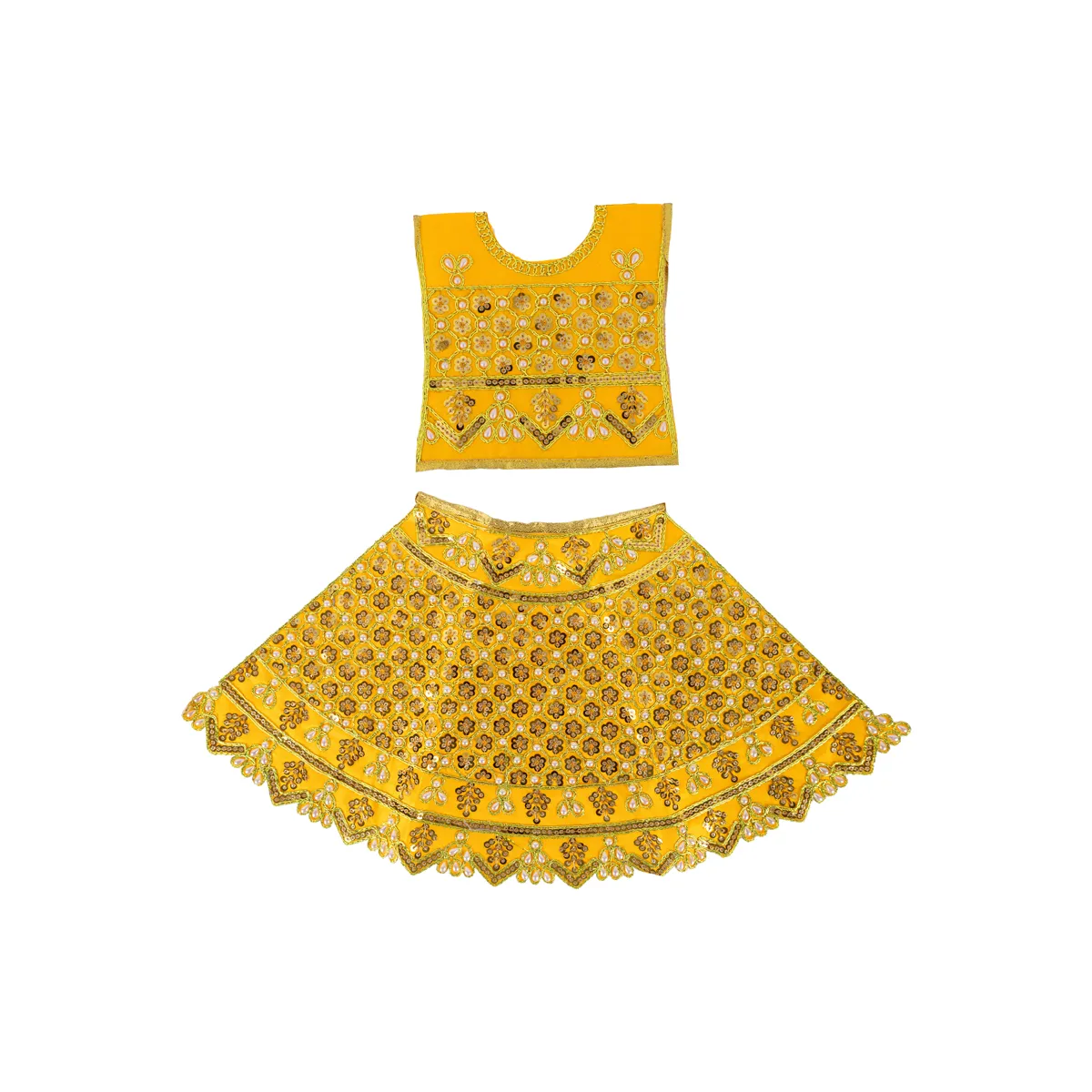 Durga Dress - 9.5 Inches | Embroidery Design Mata Rani Poshak/ Amman Pavadai for Deity/ Assorted Colour - Image 8
