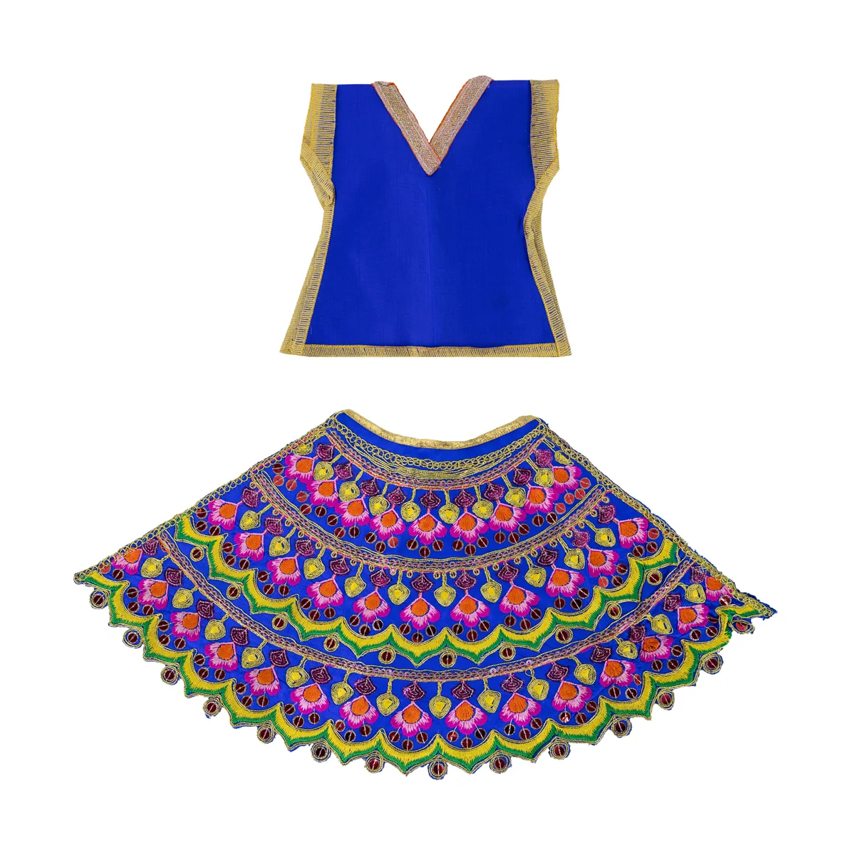 Durga Dress - 9.5 Inches | Lehenga Patka/ Mata Rani Poshak/ Decorative Devi Vastra For Deity Decor/ Assorted Colour - Image 7