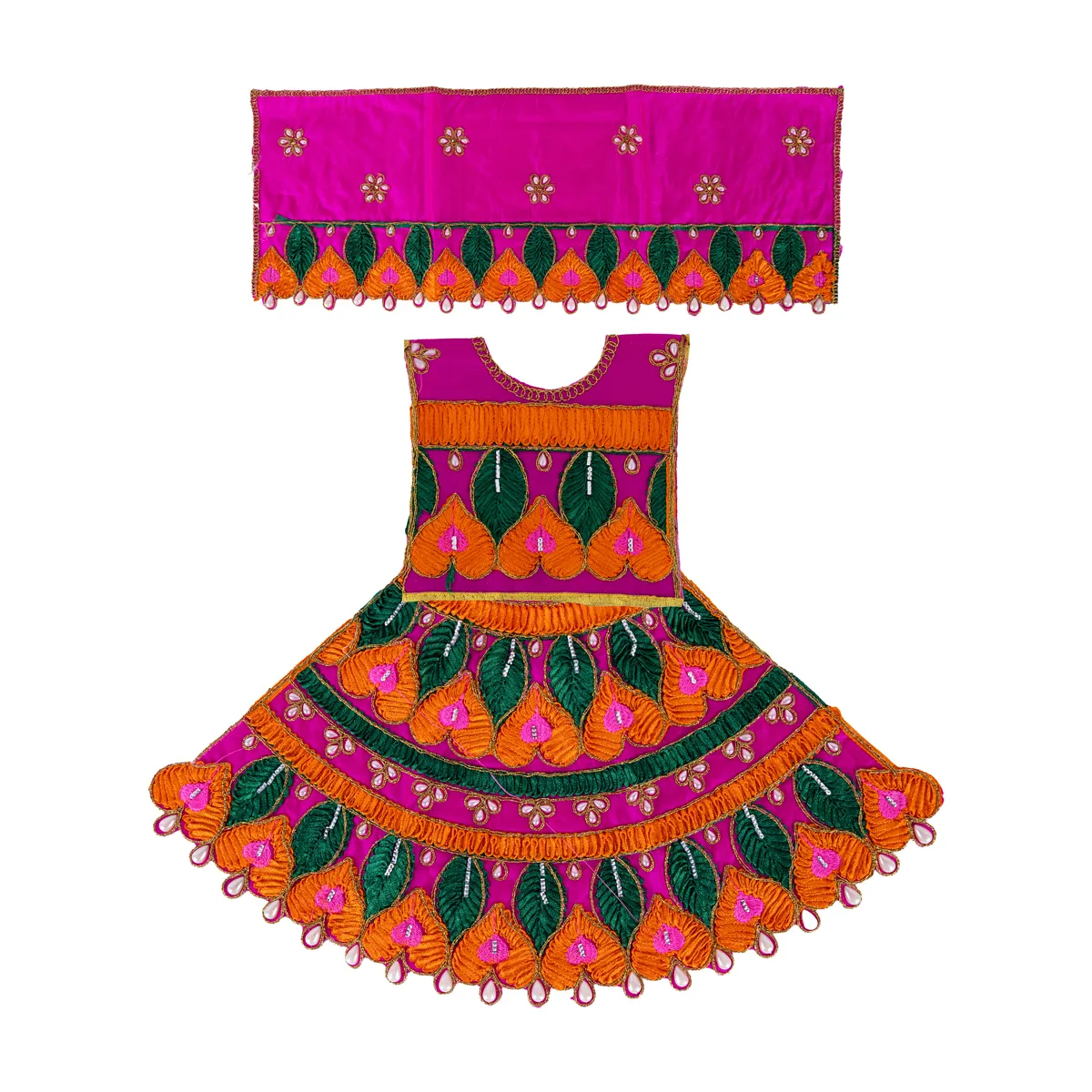 Durga Dress - 9.5 Inches | Mata Dress/ Embroidery Devi Vastra/ Amman Pavadai/ Assorted Colour - Image 10