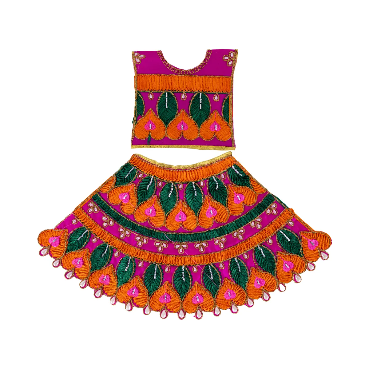 Durga Dress - 9.5 Inches | Mata Dress/ Embroidery Devi Vastra/ Amman Pavadai/ Assorted Colour - Image 11