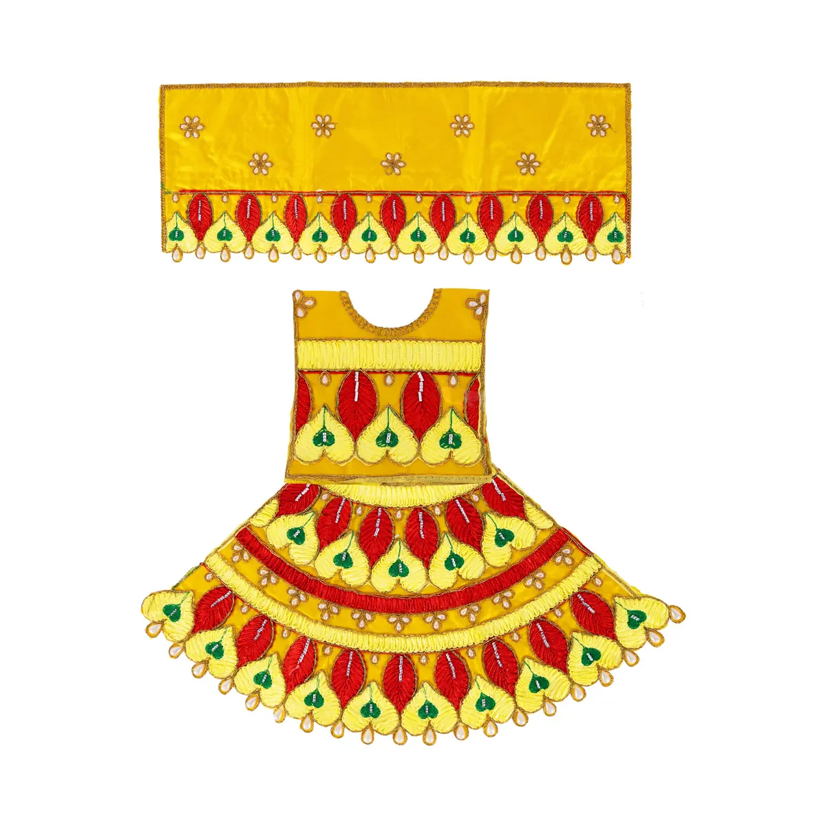 Durga Dress - 9.5 Inches | Mata Dress/ Embroidery Devi Vastra/ Amman Pavadai/ Assorted Colour - Image 4